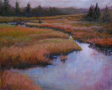 Meandering Times - Landscape Marsh River by Betsy Popp