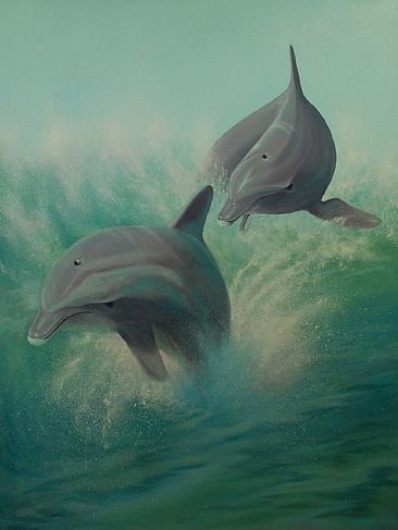 Surfs Up - Dolphins by Betsy Popp
