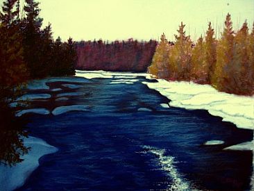 Winter River - landscape by Betsy Popp