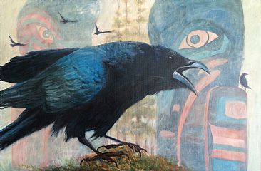 Raven Totem SOLD - Raven by Betsy Popp