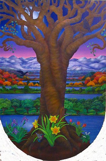 The Four Seasons - Trees, birds, flowers by Marcia Perry
