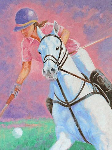 Breast Cancer Awareness Game - Polo pony and rider by Kitty Whitehouse