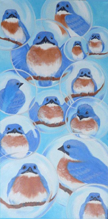 Bluebird Bubbles - Bluebirds by Kitty Whitehouse