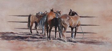 Ready and Waiting - horses by Debbie Hughbanks