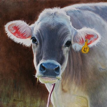 Blossom, I'm all Ears  SOLD - Backlit cow by Sally Berner