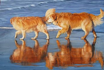 Evening Stroll - Print - Original is in the permanent collection of the AKC Museum of the Dog by Sally Berner