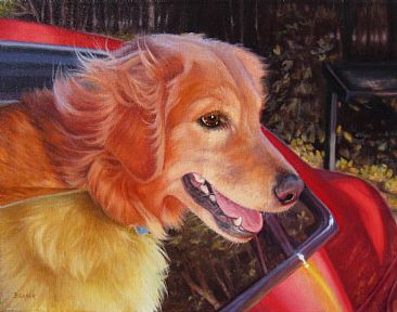 Golden Time of Day - SOLD - Golden Retriever by Sally Berner