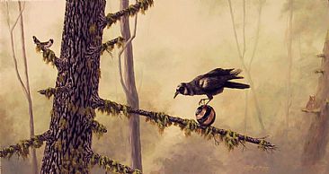 A Hard Act To Follow - Crow and Sparrow by Linda Herzog