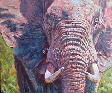 Old Bull Up Close - African male elephant by Gregory Wellman