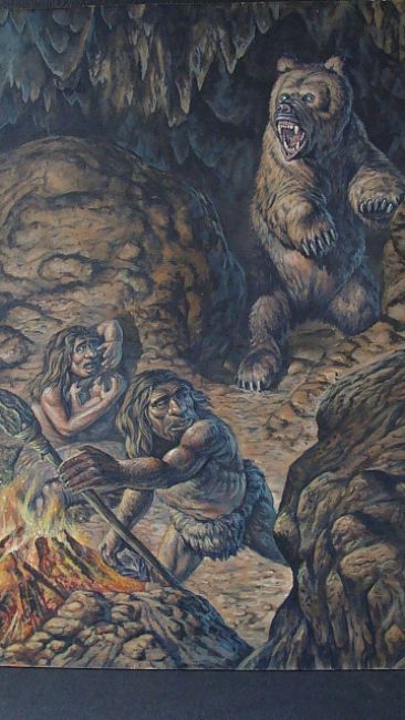 Precious Seconds - Neanderthals and Cave Bear by Mark Hallett