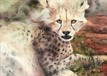 Dinner Attitude - Cheetah cub by Linda Sutton