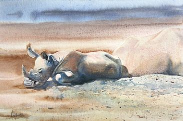 In the Sun for Now - Baby Rhino by Linda Sutton
