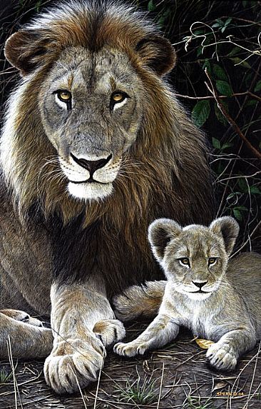 And He Will Be King - Lion & Cub by Edward Spera