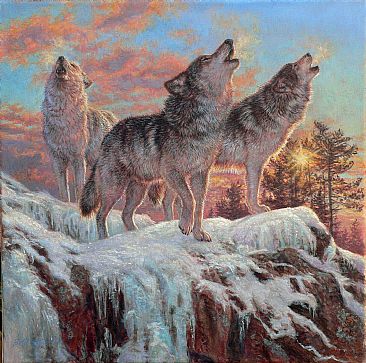 Evening Song - wolves  by Beth Hoselton