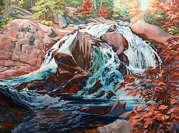 Autumn Amber - Waterfall by RoseMarie Condon