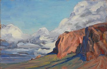 Storm Forming, Superstition Mountains - landscape by Kathy Haycock
