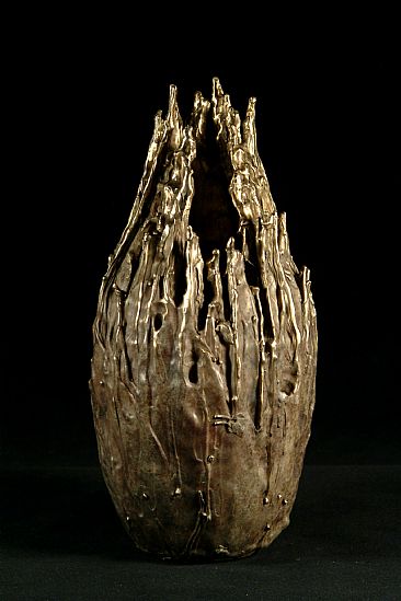 FLOW V -  AGE OF BRONZE COLLECTION  FLOWING BRONZE VASE by Reggie Correll