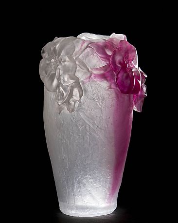 Bloom On Ice - Hand sculpted leaded crystal vase by Reggie Correll