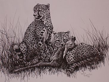 The Cheeta Feast - Cheetas having a good day by Sarah Baselici