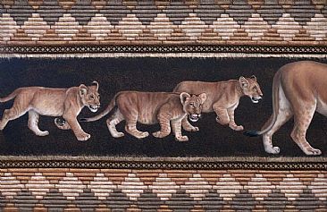 African Tapestry - Lions -  by Judy Scotchford