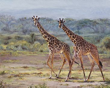 A Walk in the Park - Maasai giraffes by Michelle McCune