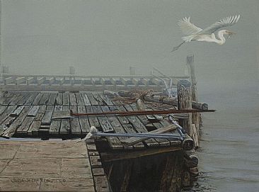 A Thick of Fog - Old Dock and Great White by Suzie Seerey-Lester