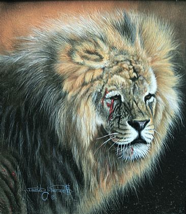 The Warrior. (Sold) - Male Lion by David Prescott