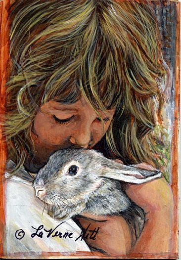 Big Ears, Little Secrets - domestic rabbit by LaVerne Hill