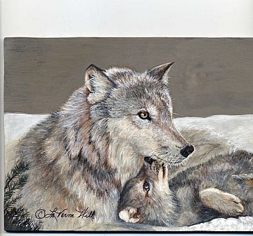 Tender moment - wolves by LaVerne Hill