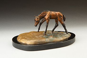 Following in her Footsteps - Newborn Foal - bay patina by Eva Stanley