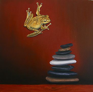 Basho's Frog 2 - amphibians by Margaret Ingles
