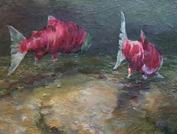 up Stream III - Pacific Salmon by Mary Jane Jessen