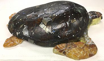 Cycle of Life: Sea Turtle Glass Sculpture - Environmental Art Education Project - Loggerhead Sea Turtle by Kathleen Sheard