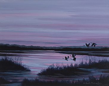 Twilight Time - Canada Geese by Marti Millington