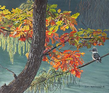 A King's Realm (Belted Kingfisher)  (SOLD) - Landscape/Belted Kingfisher by Barbara Kopeschny