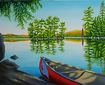 Opeongo Solitude - Canoe by Linda Sorensen