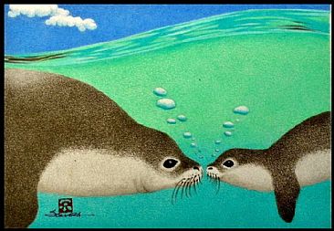 Mother & Pup - Hawaiian Monk Seals (Monachus schauinslandi) by Solveig Nordwall