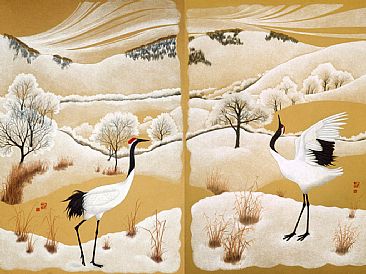 Red-Crowned Cranes - Grus japonensis by Solveig Nordwall