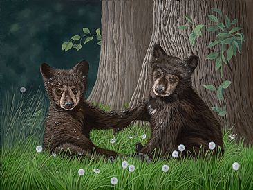 Playful Cubs - Black Bear Cubs by Lynn Erikson