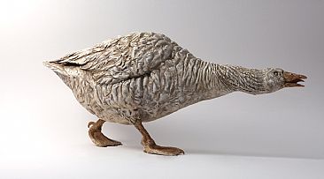 Hissing Goose - Embden goose by Peter Gray