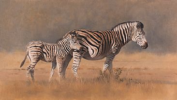 Momma's Boy - Zebra and foal  by Peter Gray