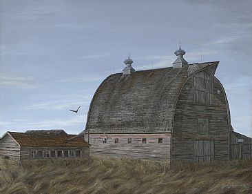 Unandoned - Great Horned Owl and Barn by Josh Tiessen