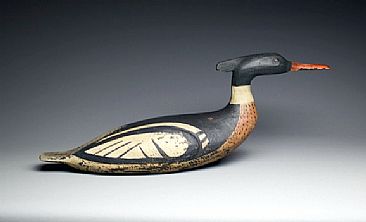 Contemporary antique Red Breasted merganser decoy - Antique reproduction of a hunting decoy by Yves Laurent
