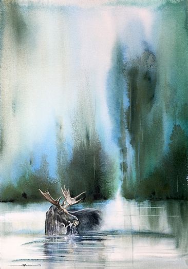 Solitude - Moose by Sandi Lear