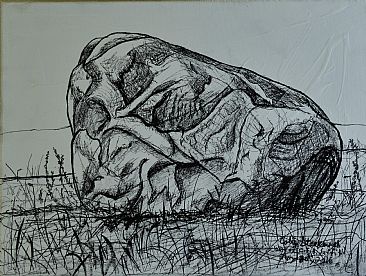 Erratic Drawing - Earratic, boulder, rock by Colin Starkevich