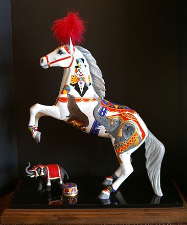 THE MAGNIFICENT CIRCUS HORSE - Rearing Masterwork size horse  by Maria Ryan