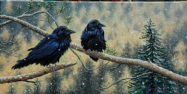 Ruffled Ravens - Ravens by Bill Scheidt