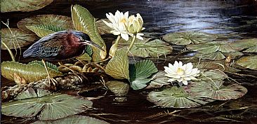 Lilly Pond Hunter -  by Ron Orlando