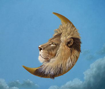 Lion Moon - detail - Lion, Brass Moon by Linda Herzog