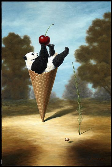 With A Cherry On Top - panda, cone, bamboo, cherry by Linda Herzog